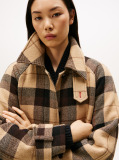 Multi Palton Oversized Din Amestec De Lana Cu Model In Carouri Si Curea  Femei