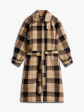 Multi Palton Oversized Din Amestec De Lana Cu Model In Carouri Si Curea  Femei