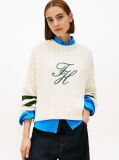 Beige Logo Embroidery Relaxed Cable Knit Jumper  Women
