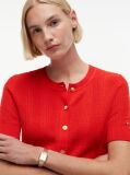 Rosu Cardigan Cu Maneci Scurte Si Nasturi Aurii Cu Model Pointelle  Femei