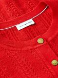 Rosu Cardigan Cu Maneci Scurte Si Nasturi Aurii Cu Model Pointelle  Femei