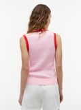 Roz Pulover Polo Fara Maneci Cu Croiala Slim Tricotat Cable  Femei