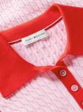 Roz Pulover Polo Fara Maneci Cu Croiala Slim Tricotat Cable  Femei