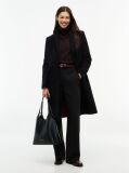Black Manteco Wool Blend Slim Single Breasted Coat  Women