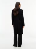 Black Manteco Wool Blend Slim Single Breasted Coat  Women
