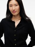 Black Pure Wool Gold-Tone Button Cardigan  Women