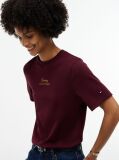 Red Logo Embroidery Crew Neck T-Shirt  Women