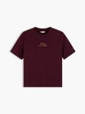 Red Logo Embroidery Crew Neck T-Shirt  Women