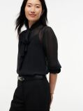 Negru Bluza Georgette Cu Funda Si Croiala Regular  Femei