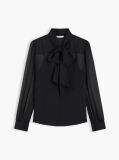 Negru Bluza Georgette Cu Funda Si Croiala Regular  Femei