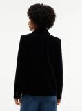 Black Regular Fit Crest Gold-Tone Button Velvet Blazer  Women