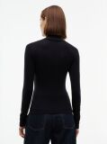 Negru Top Cu Maneca Lunga Croiala Slim Si Guler Rotund  Femei