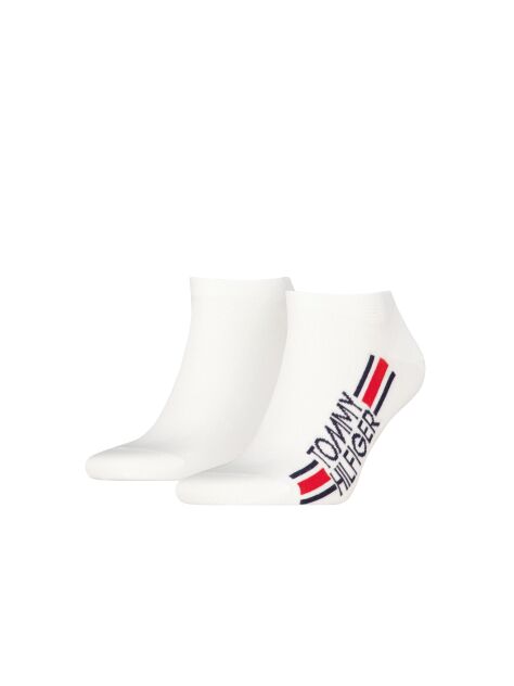 Alb 2-Pack Sosete Sport Cu Logo Si Dungi  Barbati
