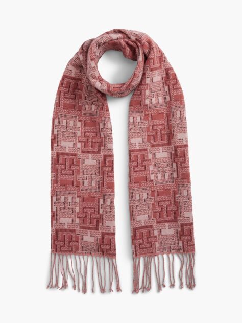 Pink TH Monogram Pure Wool Scarf  Women