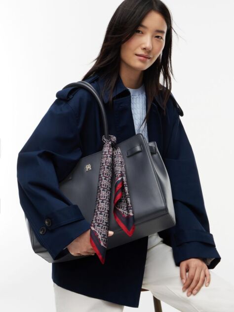 Blue Geanta Tote Cu Monograma TH  Femei