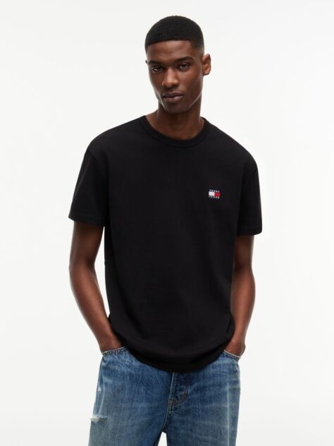 Negru Tricou Cu Guler Rotund Tommy Badge  Barbati