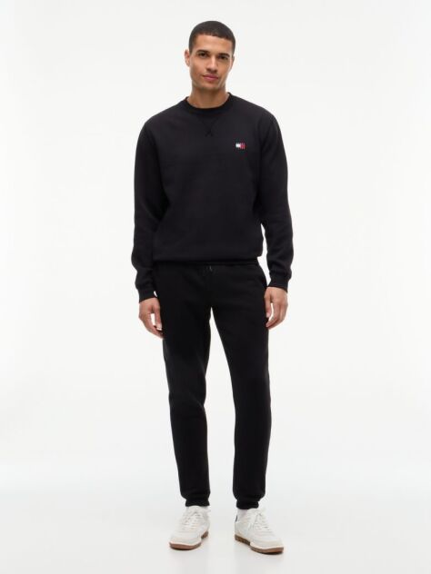 Negru Pantaloni Jogger Slim Cu Manseta Si Broderie Tommy Flag  Barbati