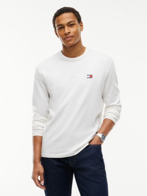 Bej Tricou Cu Maneca Lunga Si Emblema Tonala Tommy  Barbati