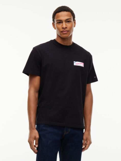 Negru T-Shirt Din Jerseu Cu Logo Signature Si Croiala Lejera  Barbati