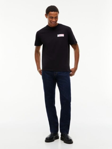 Negru T-Shirt Din Jerseu Cu Logo Signature Si Croiala Lejera  Barbati