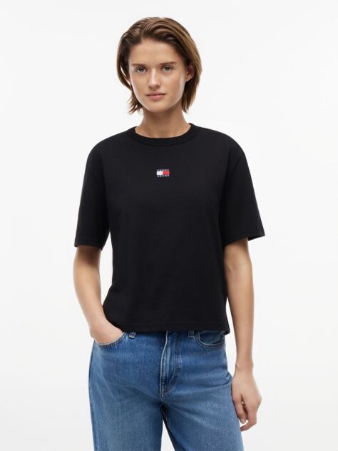 Negru Tricou Boxy  Femei