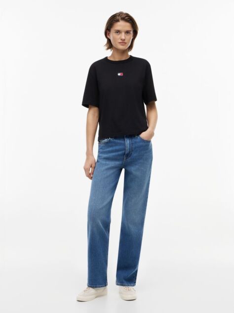 Negru Tricou Boxy  Femei