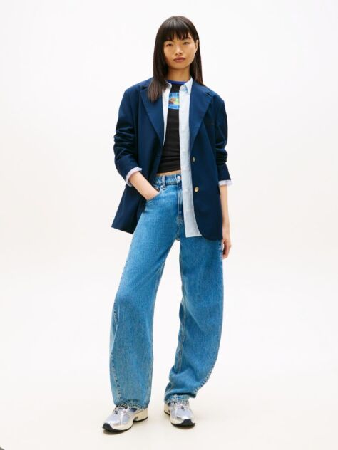 Denim Blugi Cu Talie Medie Si Picior Barrel  Femei