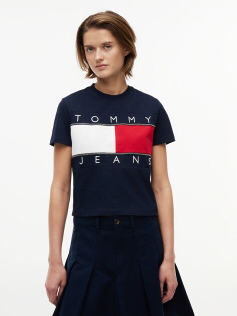 Blue Tricou Tommy Flag  Femei