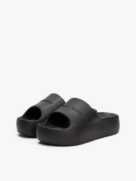 Negru Sandale Platform Tip Pool Cu Logo  Femei