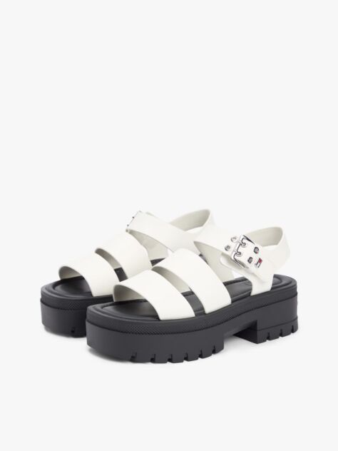 Alb Sandale Din Piele Cu Platforma   Femei