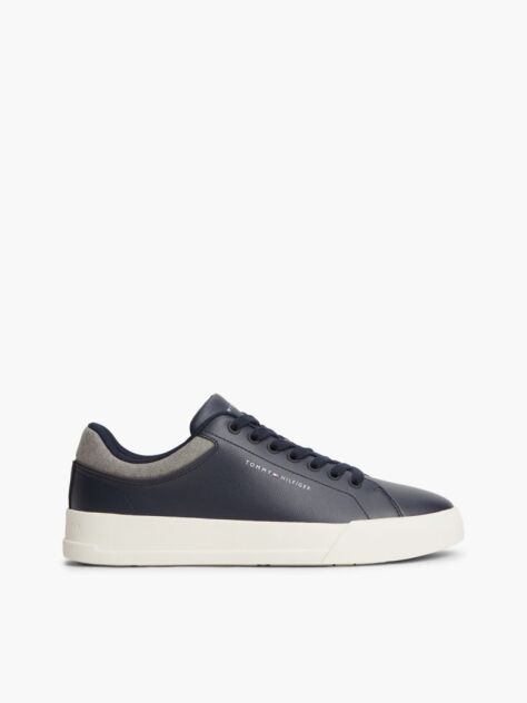 Blue Adidasi Court Cu Texturi Mixte Si Piele  Barbati