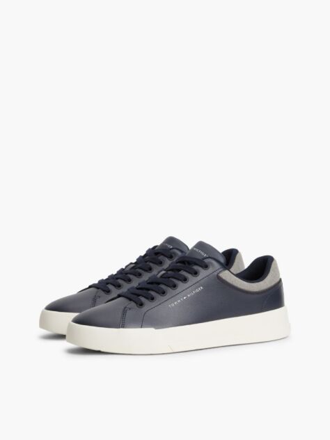 Blue Adidasi Court Cu Texturi Mixte Si Piele  Barbati