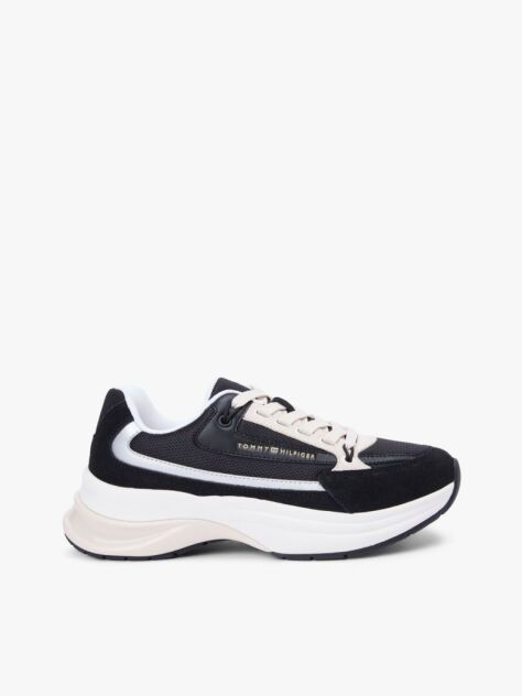 Negru Adidasi Chunky Din Piele Suede Cu Sireturi  Femei