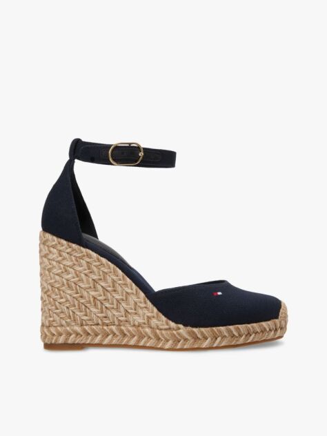 Blue Espadrile Cu Talpa Inalta Din Panza  Femei
