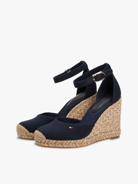 Blue Espadrile Cu Talpa Inalta Din Panza  Femei