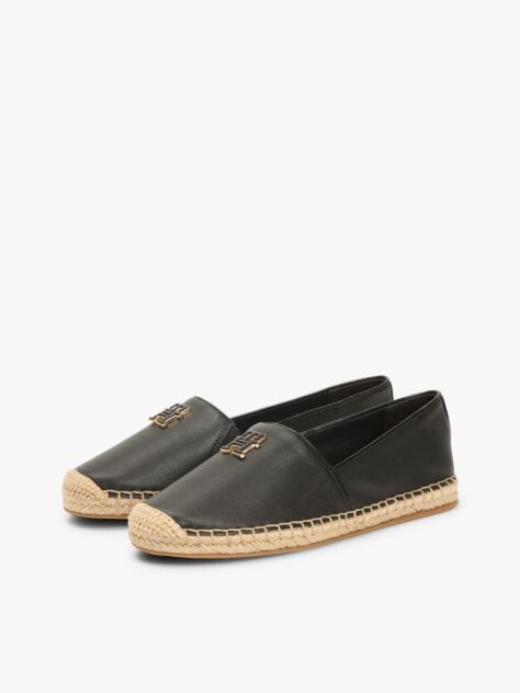 Negru Espadrile Din Piele Cu Monograma TH  Femei