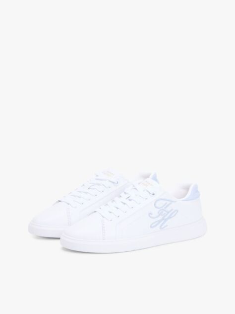 Alb Adidasi Hilfiger Icon Din Piele Cu Logo Brodat  Femei