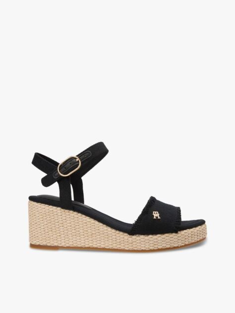 Negru Espadrile Cu Talpa Inalta Si Monograma TH  Femei