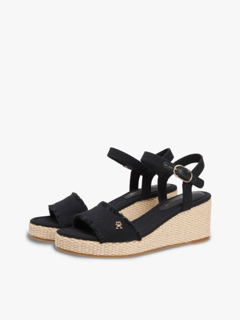 Negru Espadrile Cu Talpa Inalta Si Monograma TH  Femei