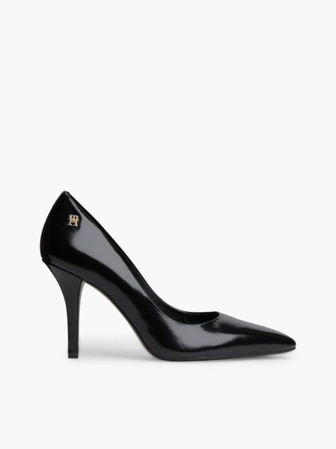 Negru Pantofi Cu Toc Din Piele Cu Monograma TH  Femei