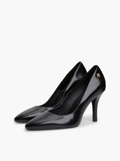Negru Pantofi Cu Toc Din Piele Cu Monograma TH  Femei