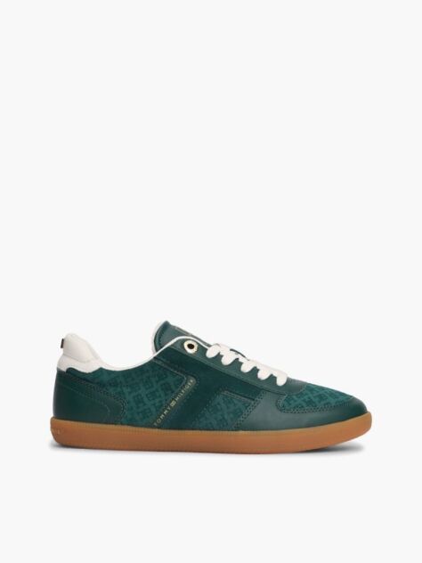 Green Embossed TH Monogram Leather Trainers  Women