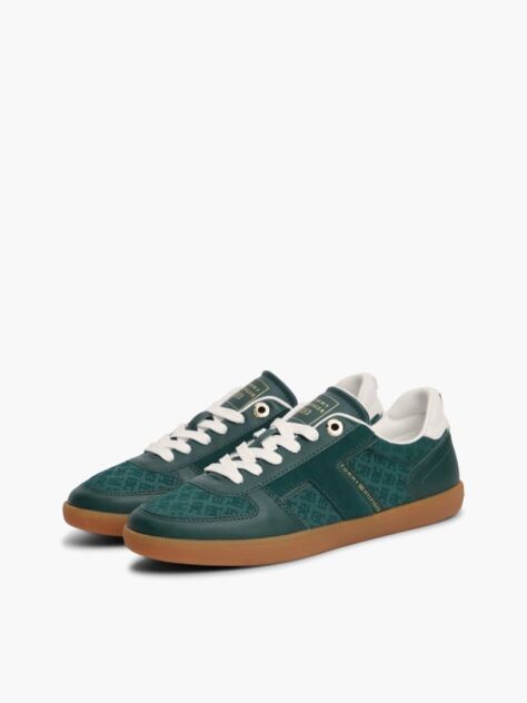Green Embossed TH Monogram Leather Trainers  Women