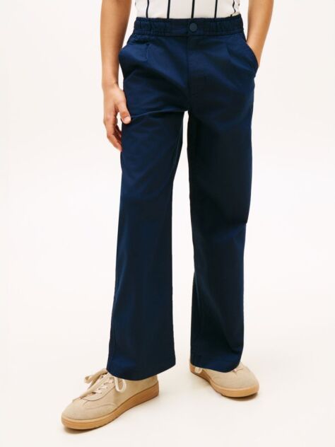 Blue Essential Pantaloni Relaxati Din Twill Cu Broderie  Baieti