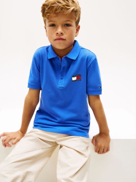 Blue Tricou Polo Cu Croiala Regular Si Steag  Baieti
