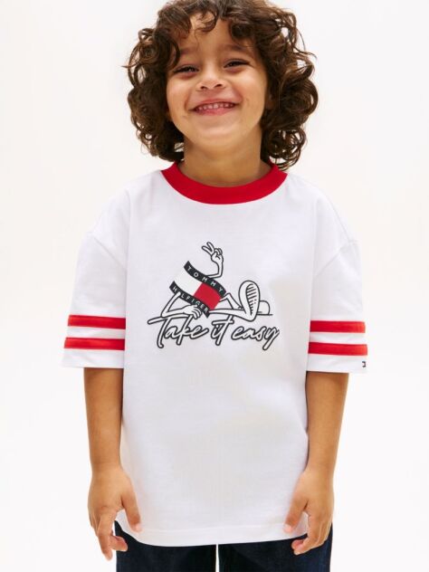Alb Tricou Din Jersey Cu Imprimeu Cu Steag  Baieti