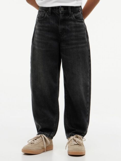 Denim Blugi Negri Cu Croiala Lejera Si Picior Barrel  Baieti