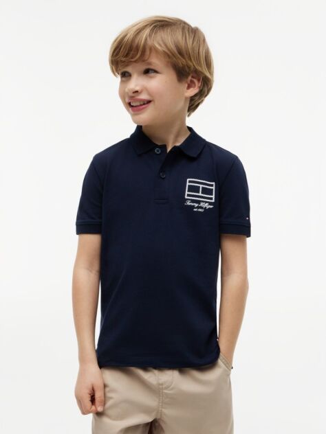 Blue Polo Pique Cu Croiala Regular Si Detalii  Baieti