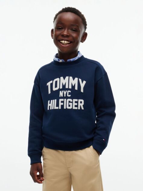 Blue Logo Sueded Crew Neck Sweatshirt  Boys