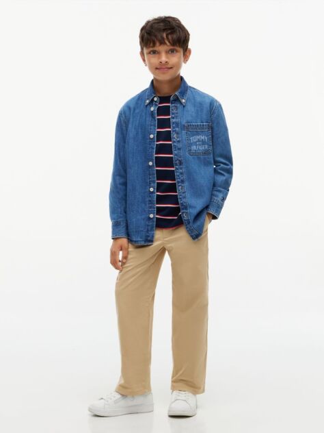 Denim Regular Fit Faded Logo Denim Shirt  Boys